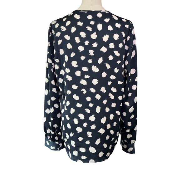 J.Crew Navy White Ruffle Front Long Sleeve Blouse Medium NWT AE862 - Picture 7 of 8